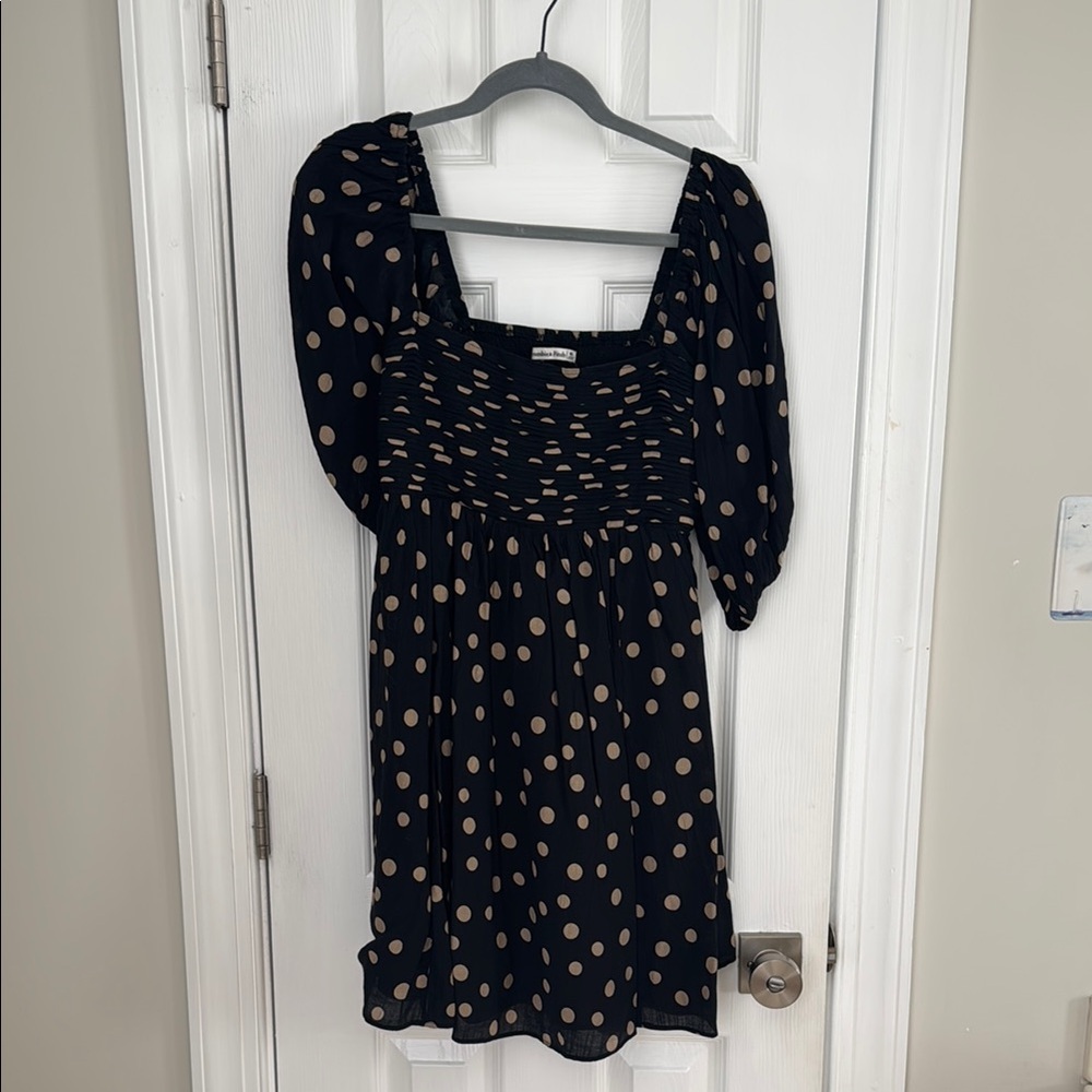 Abercrombie Black Polka Dot Dress M tall